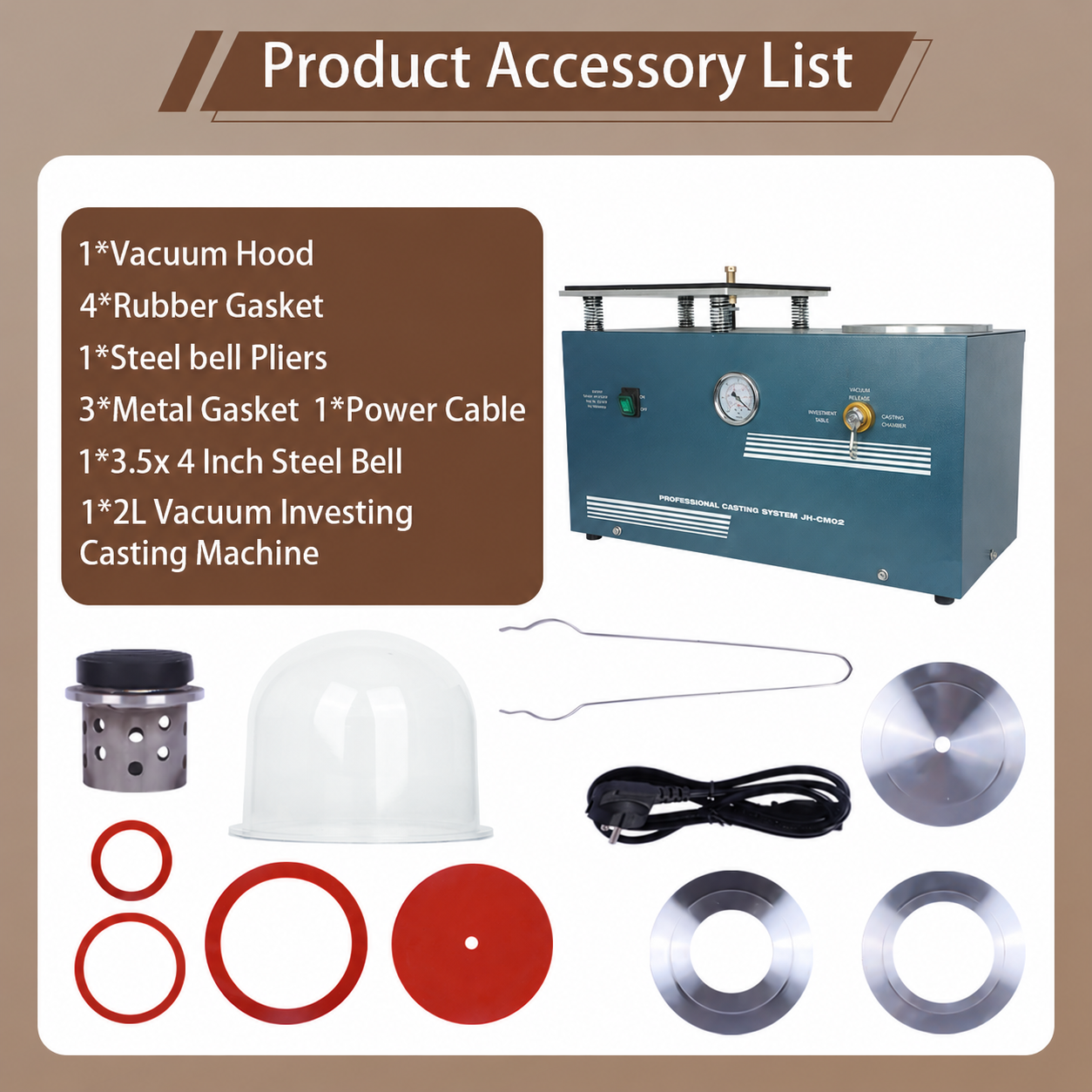 2L Jewelry Vacuum Investing & Casting Machine with Built-In 3 CFM Pump