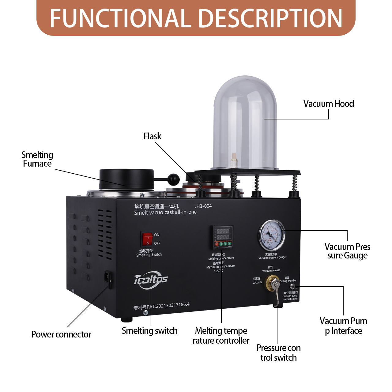 1250°C Digital Jewellery Vacuum Casting and Melting Machine – 1–3 kg