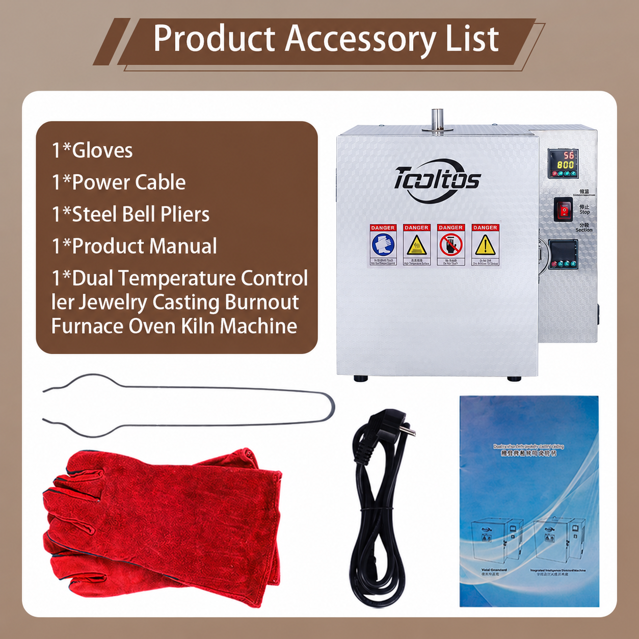 800°C Dual-Control Jewelry Burnout Furnace with 5-Stage Programme