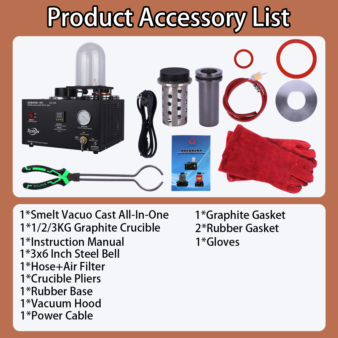 1250°C Digital Jewellery Vacuum Casting and Melting Machine – 1–3 kg