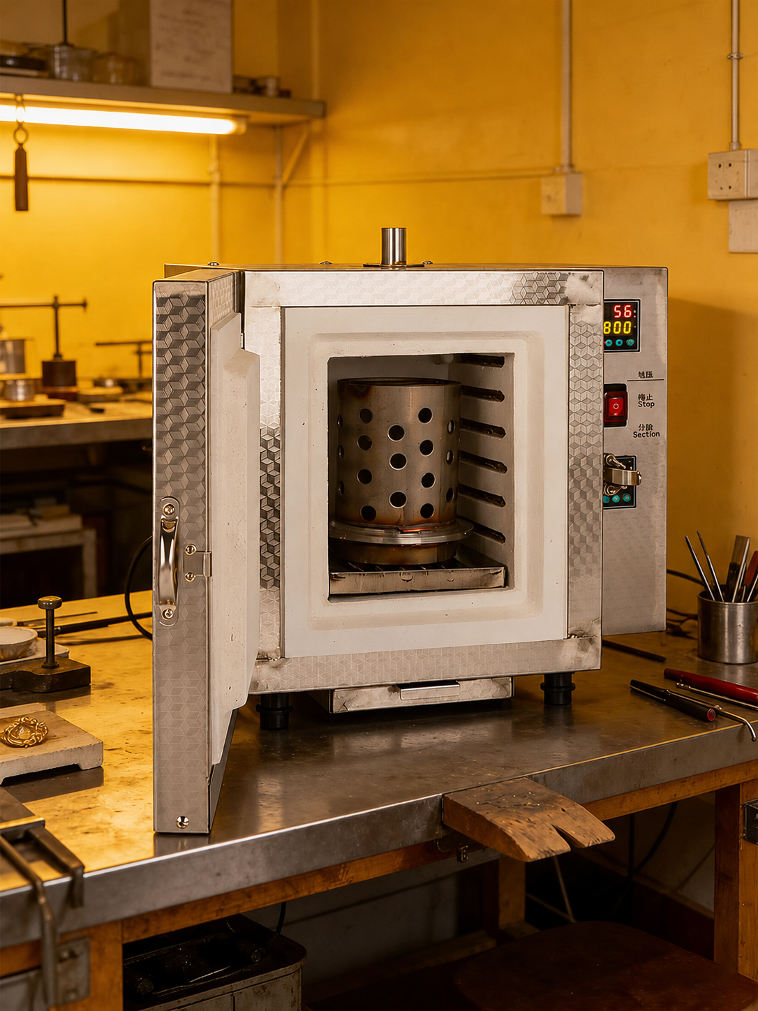 800°C Dual-Control Jewelry Burnout Furnace with 5-Stage Programme