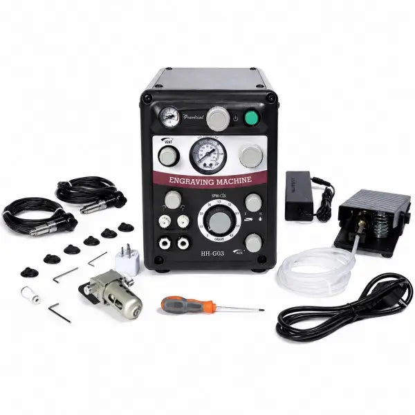 Dual-Mode Pneumatic Engraving Machine | Foot and Hand Pressure Control with Foot Pedal