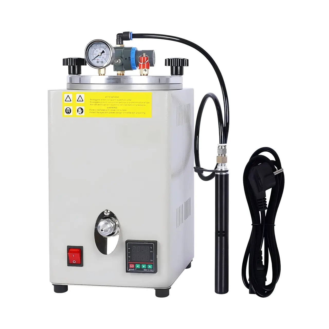 Digital jewelry wax injection machine with manual air pump, front nozzle and digital temperature controller
